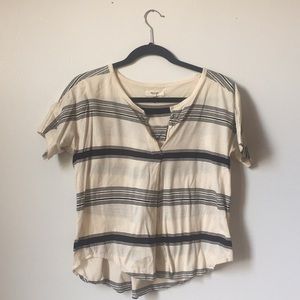 Madewell Split Neck Swing Tee, Cream/Black Stripe